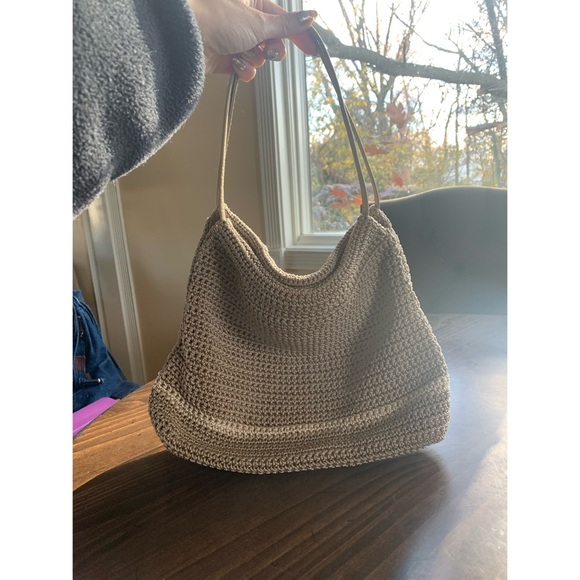 Knit Tan Palm Tree Shoulder Bag Purse - Picture 2 of 5